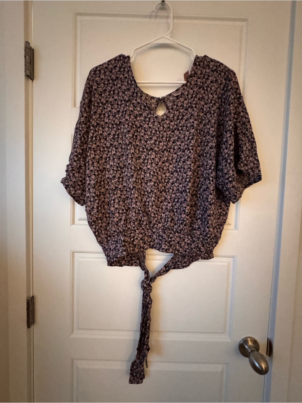 Willow Purple Floral Tie-Front Dolman Top